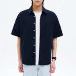 8 seconds Oxford Oversized Short-Sleeve Shirt — Navy