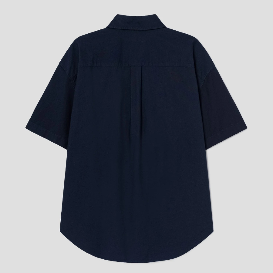 8 seconds Oxford Oversized Short-Sleeve Shirt — Navy