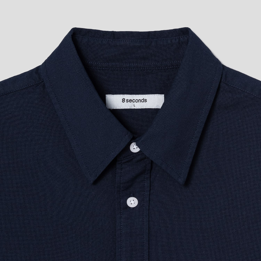 8 seconds Oxford Oversized Short-Sleeve Shirt — Navy