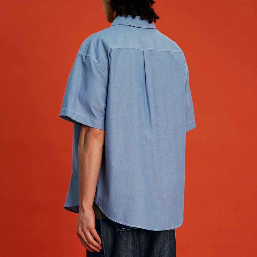8 seconds Chambray Short-Sleeve Work Shirt — Blue