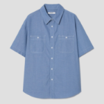 8 seconds Chambray Short-Sleeve Work Shirt — Blue