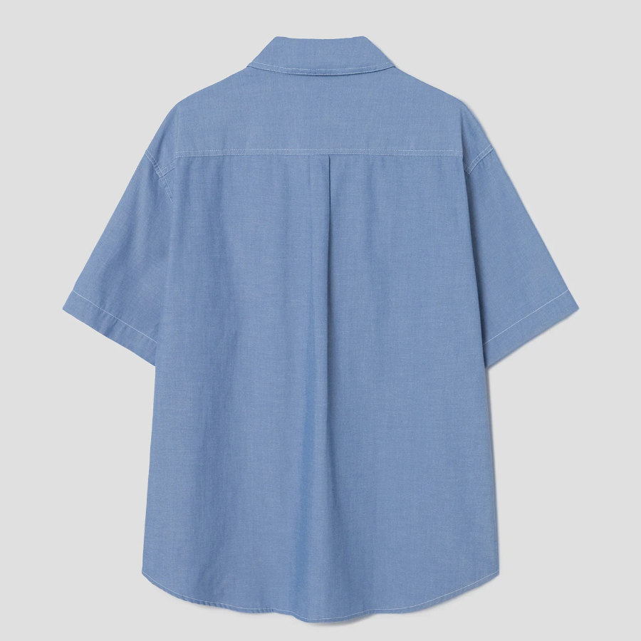 8 seconds Chambray Short-Sleeve Work Shirt — Blue