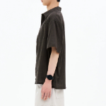 8 seconds Sheer Check Short-Sleeve Shirt — Brown