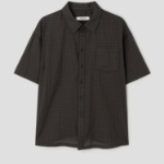 8 seconds Sheer Check Short-Sleeve Shirt — Brown