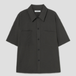 8 seconds Seersucker Short-Sleeve Shacket — Khaki