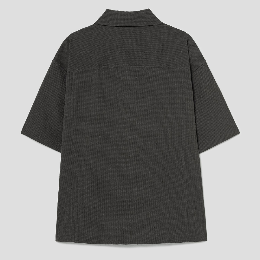 8 seconds Seersucker Short-Sleeve Shacket — Khaki