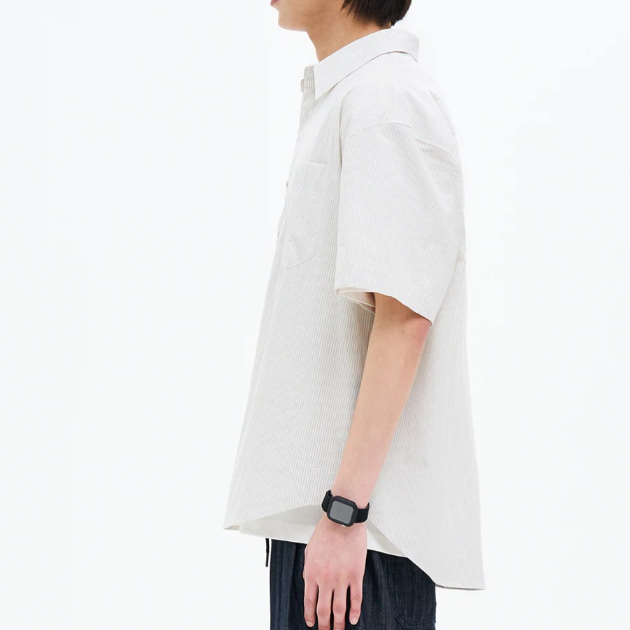8 seconds Textured Stripe Short-Sleeve Shirt — Ivory