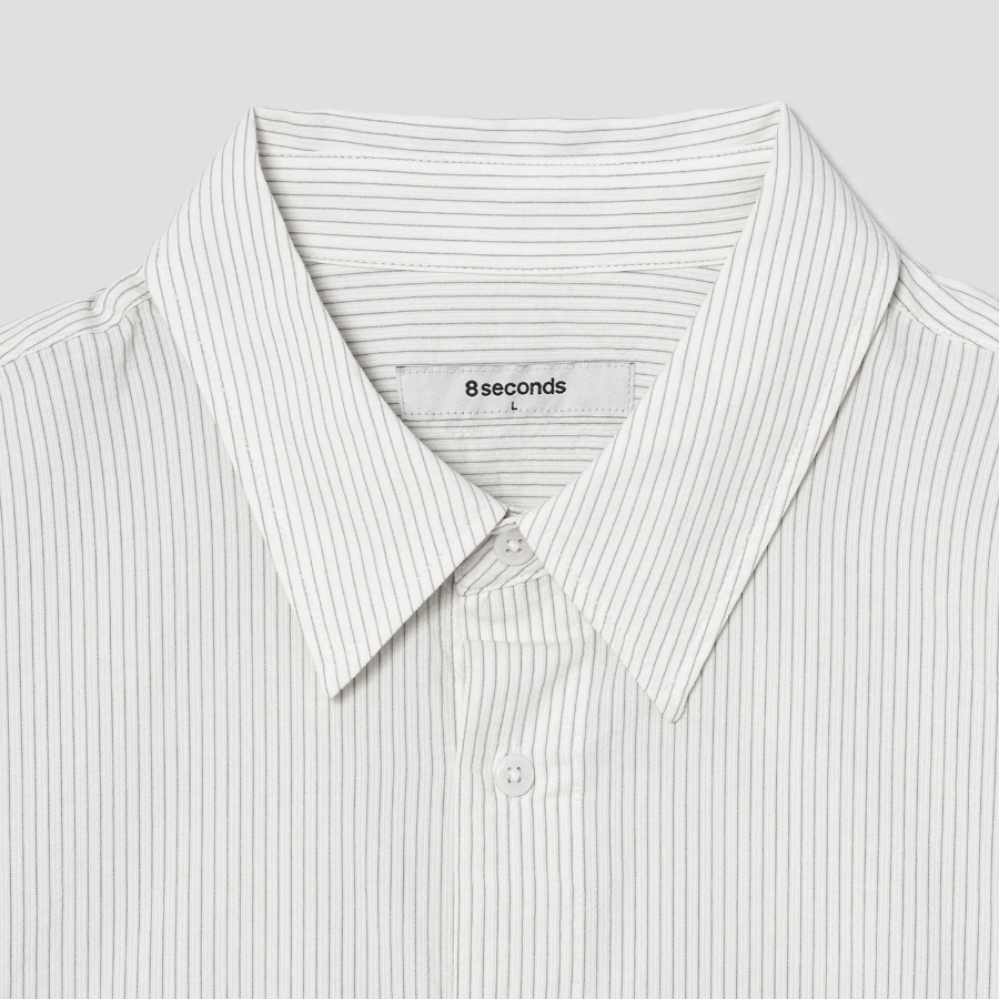 8 seconds Textured Stripe Short-Sleeve Shirt — Ivory
