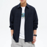 8 seconds Sheer Stripe Oversized Shirt — Navy