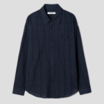 8 seconds Sheer Stripe Oversized Shirt — Navy