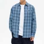 8 seconds Sheer Check Oversized Shirt — Blue