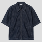 8 seconds Short-Sleeve Zip-Up Denim Shacket — Navy