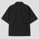 8 seconds Nylon Trucker Oversized Short-Sleeve Shacket — Black