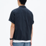 8 seconds Nylon Trucker Oversized Short-Sleeve Shacket — Navy