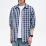 8 seconds Oversized Check Shirt — Sky Blue