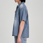 8 seconds Lightweight Pocket Detail Short-Sleeve Denim Shirt — Blue