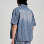 8 seconds Lightweight Pocket Detail Short-Sleeve Denim Shirt — Blue