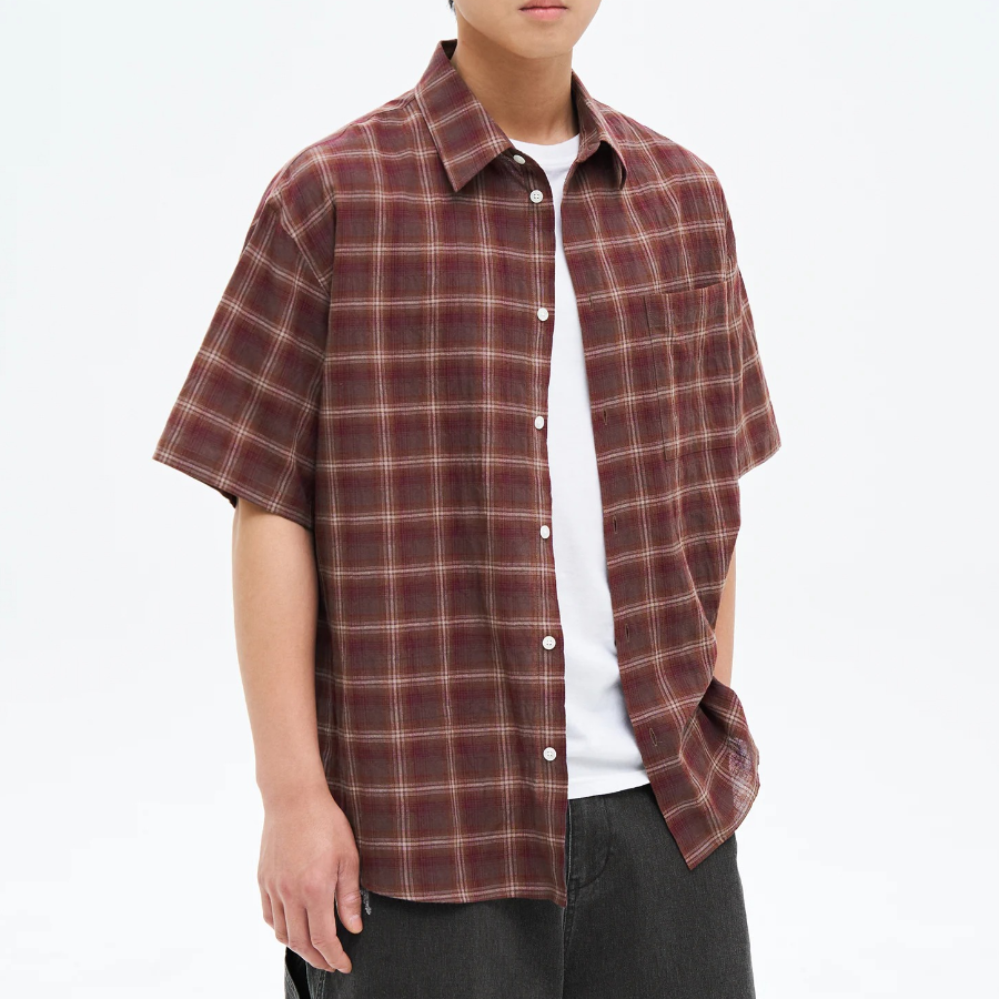 8 seconds Color Check Short-Sleeve Shirt — Red