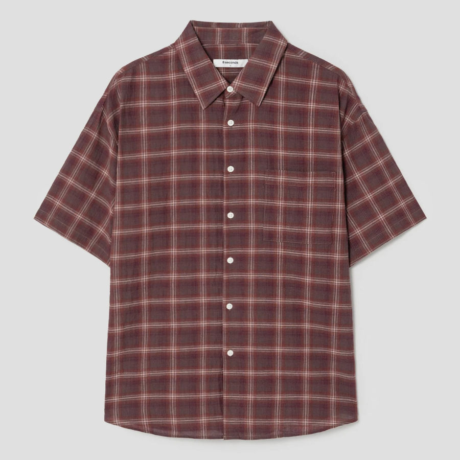 8 seconds Color Check Short-Sleeve Shirt — Red