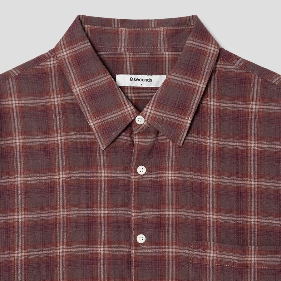 8 seconds Color Check Short-Sleeve Shirt — Red