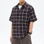 8 seconds Color Check Short-Sleeve Shirt — Brown