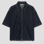 8 seconds Zip-Up Short-Sleeve Denim Shirt — Navy