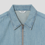 8 seconds Zip-Up Short-Sleeve Denim Shirt — Sky Blue