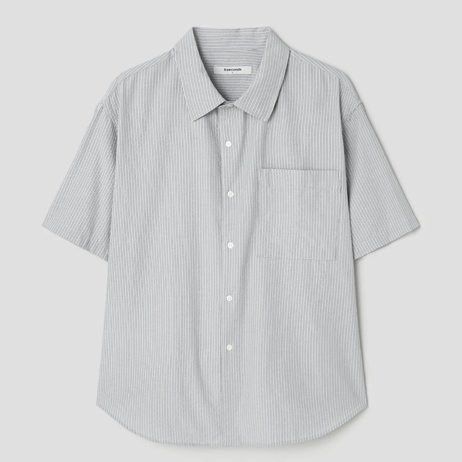 8 seconds Seersucker Stripe Short-Sleeve Shirt — Sky Blue