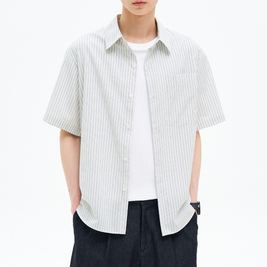 8 seconds Stripe Short-Sleeve Shirt — White