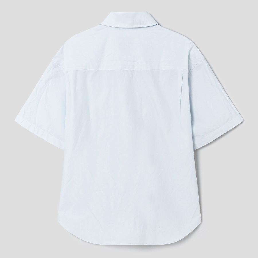 8 seconds Officer Overfit Short-Sleeve Shirt — Sky Blue