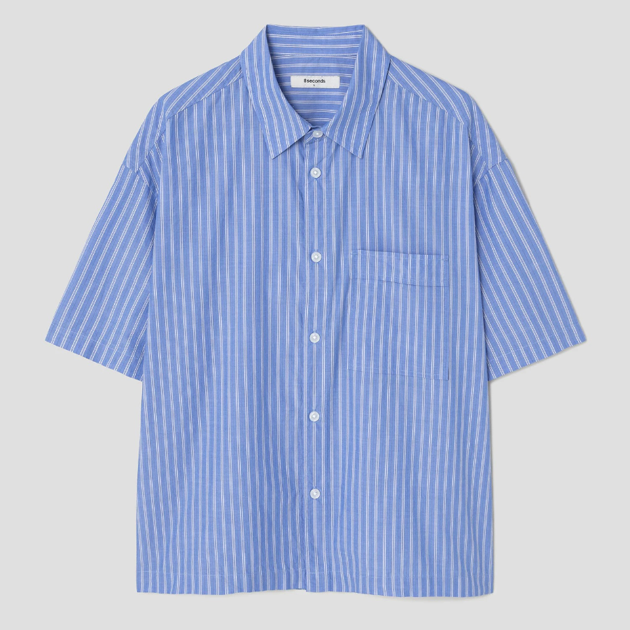 8 seconds Multi Stripe Short-Sleeve Shirt — Blue