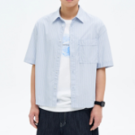8 seconds Multi Stripe Short-Sleeve Shirt — Sky Blue