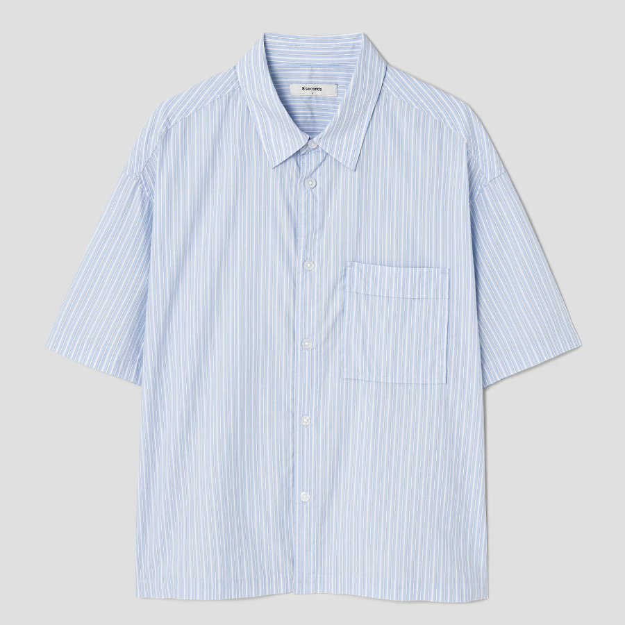 8 seconds Multi Stripe Short-Sleeve Shirt — Sky Blue