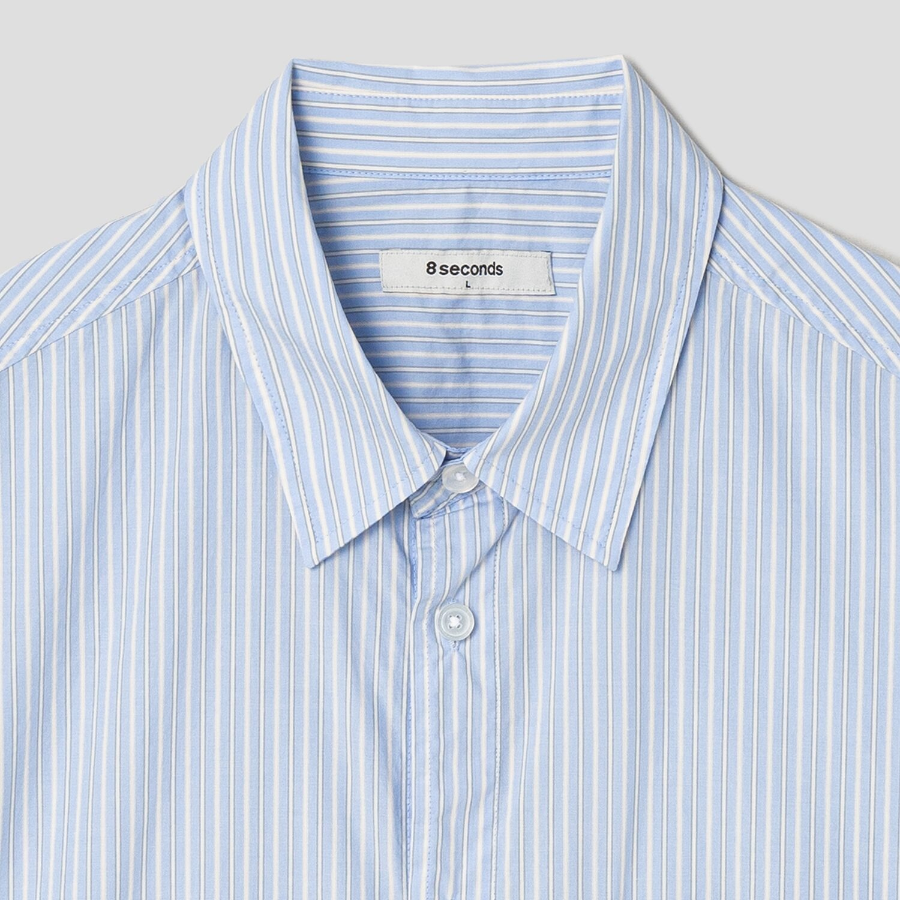 8 seconds Multi Stripe Short-Sleeve Shirt — Sky Blue
