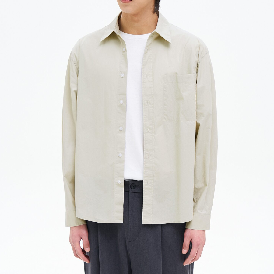 8 seconds 60s Cotton Poplin Overfit Shirt — Beige