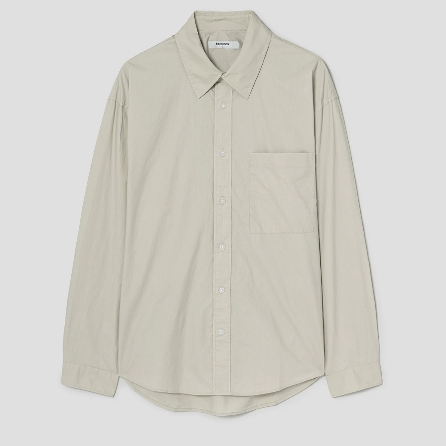 8 seconds 60s Cotton Poplin Overfit Shirt — Beige