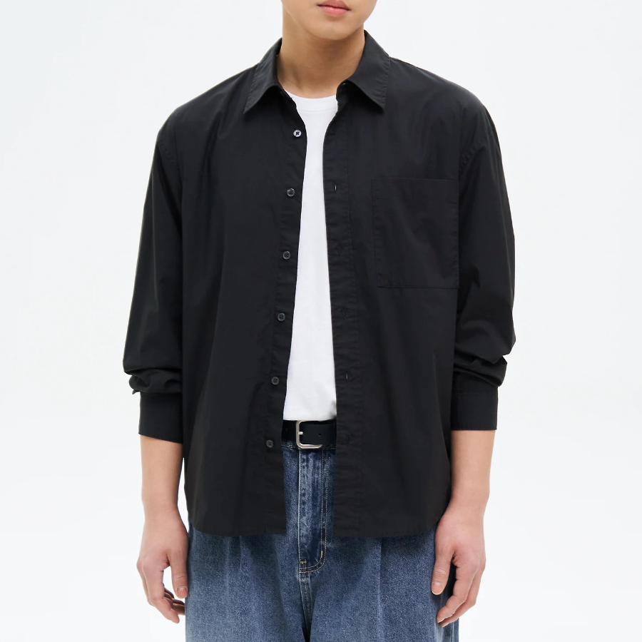 8 seconds 60s Cotton Poplin Overfit Shirt — Black