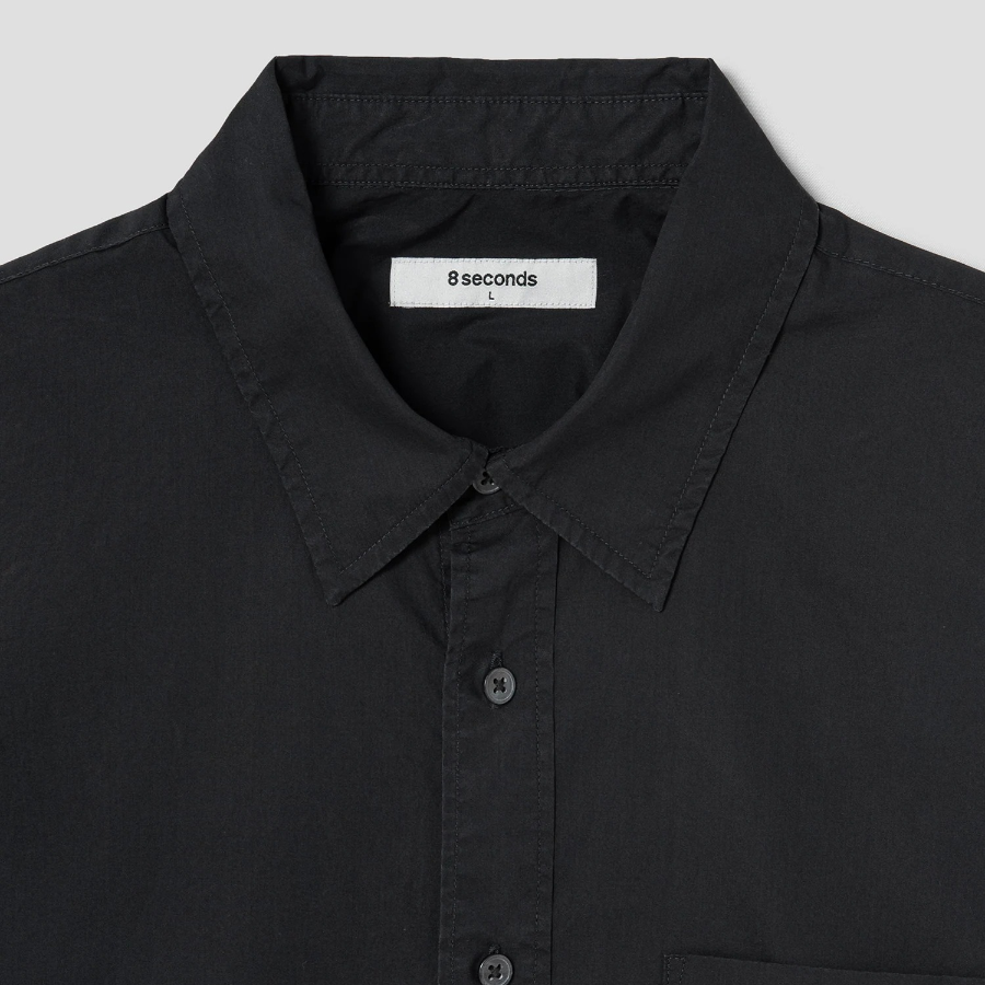8 seconds 60s Cotton Poplin Overfit Shirt — Black