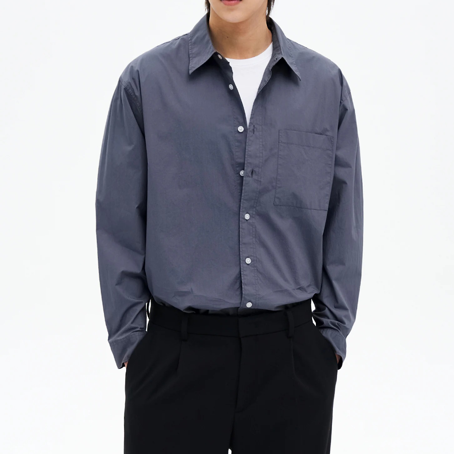 8 seconds 60s Cotton Poplin Overfit Shirt — Ash