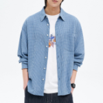 8 seconds Light Cotton Overfit Check Shirt — Bluе