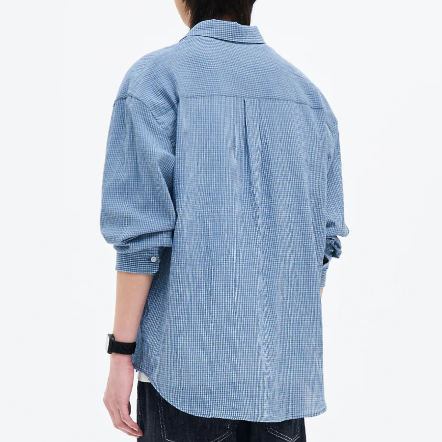 8 seconds Light Cotton Overfit Check Shirt — Bluе