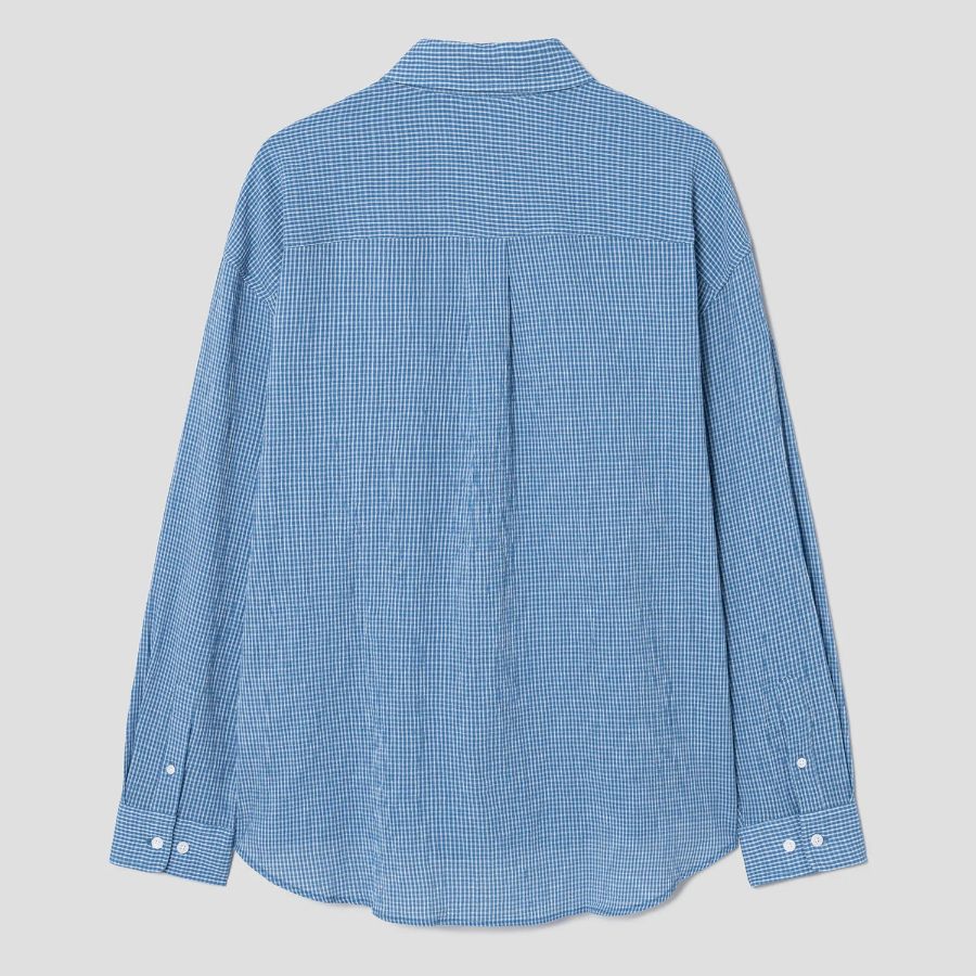 8 seconds Light Cotton Overfit Check Shirt — Bluе