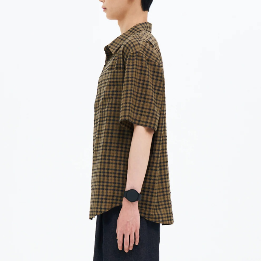 8 seconds Check Short Sleeve Shirt — Brown