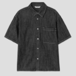 8 seconds Short-Sleeve Lightweight Denim Shirt — Black