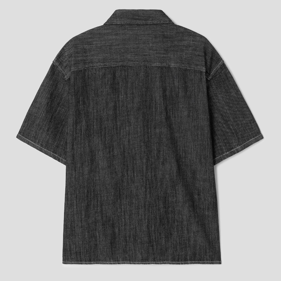 8 seconds Short-Sleeve Lightweight Denim Shirt — Black