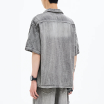 8 seconds Vintage Washed Denim Short-Sleeve Shirt — Grey