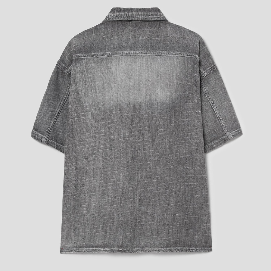 8 seconds Vintage Washed Denim Short-Sleeve Shirt — Grey