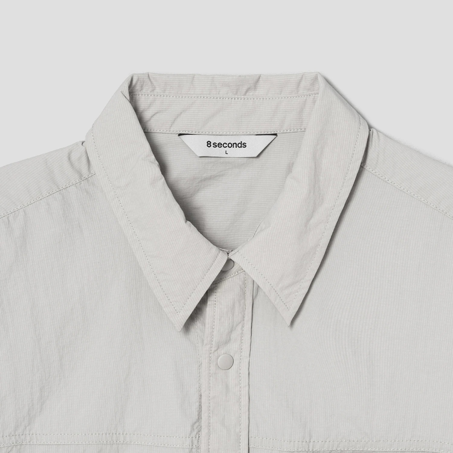 8 seconds Ripstop Nylon Shacket — Light Grey