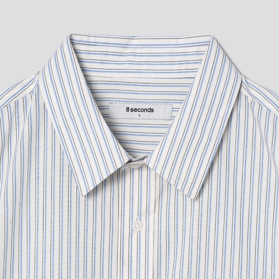 8 seconds Pinstripe Shirt — Ivory