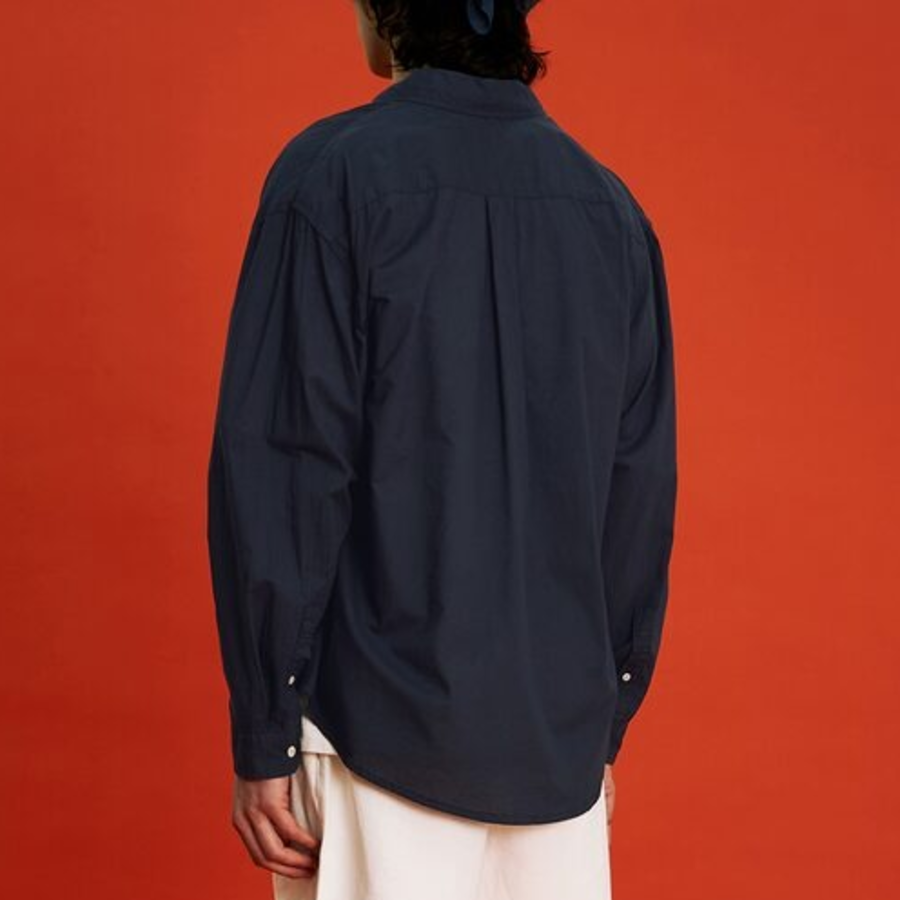 8 seconds Washing Texture Denim Short Sleeve Shirt — Black